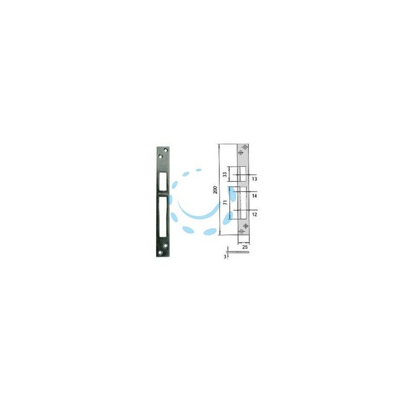 CONTROPIASTRA PER SERRATURE INFILARE PROFILATI IN FERRO 06232 20 - mm.25x200, spessore mm.3 (06232 20)