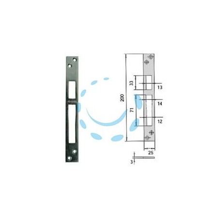 CONTROPIASTRA PER SERRATURE INFILARE PROFILATI IN FERRO 06232 20 - mm.25x200, spessore mm.3 (06232 20)