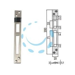 CONTROPIASTRE PER SERRATURE INFILARE PROFILATI IN ALLUMINIO 06462 01 - mm.25x200, spessore mm.5,5 (0646201)