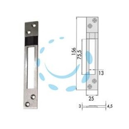 CONTROPIASTRA PER SERRATURE INFILARE PROFILATI IN ALLUMINIO 06462 20 - mm.25x156, spessore mm.4,5 (0646220)