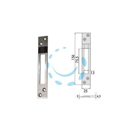 CONTROPIASTRA PER SERRATURE INFILARE PROFILATI IN ALLUMINIO 06462 20 - mm.25x156, spessore mm.4,5 (0646220)