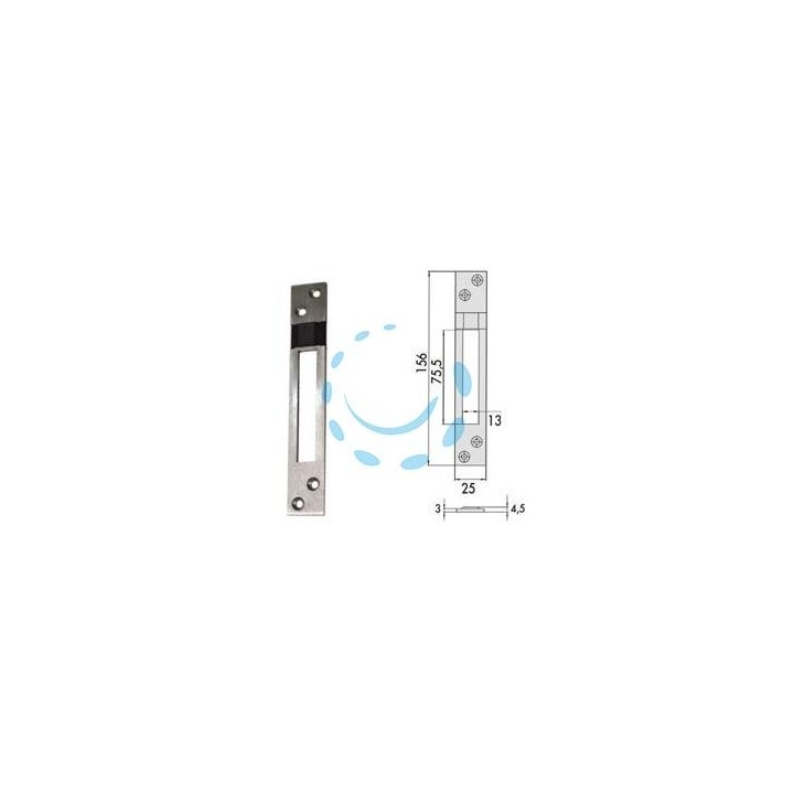 CONTROPIASTRA PER SERRATURE INFILARE PROFILATI IN ALLUMINIO 06462 20 - mm.25x156, spessore mm.4,5 (0646220)