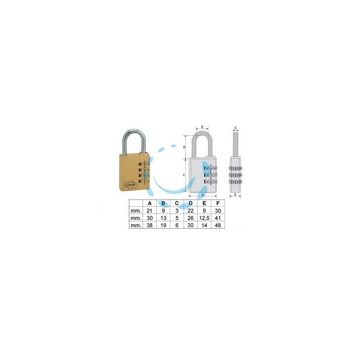 LUCCHETTO AD ARCO A COMBINAZIONE PL020 - mm.38 a 4 combinatori (PL0204100)