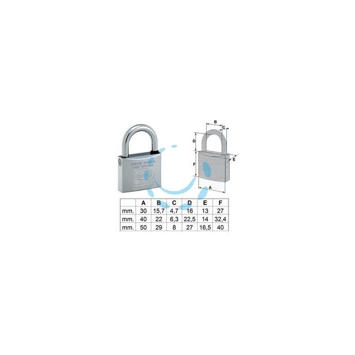 LUCCHETTO OTTONE CROMATO MARINO EUROMARINE ARCO NORMALE PL120 - mm.50 (PL1205000)