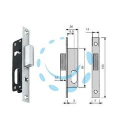 SERRATURA DA INFILARE PER MONTANTI CIL. OVALE SOLO CATENACCIO N9140015 - mm.14,5 (N9140015000)