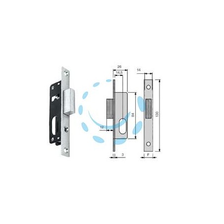 SERRATURA DA INFILARE PER MONTANTI CIL. OVALE SOLO CATENACCIO N9140015 - mm.14,5 (N9140015000)