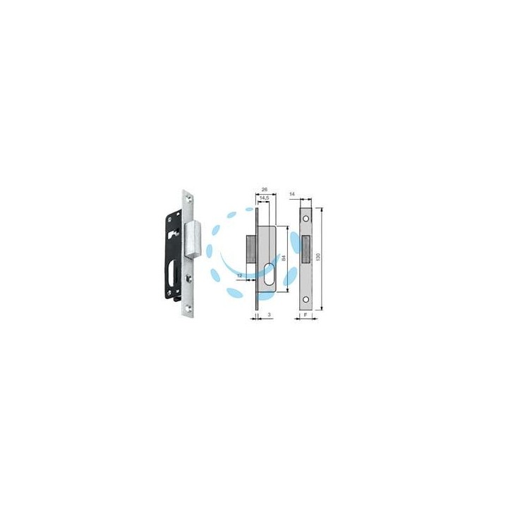 SERRATURA DA INFILARE PER MONTANTI CIL. OVALE SOLO CATENACCIO N9140015 - mm.14,5 (N9140015000)