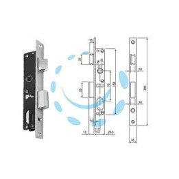 SERRATURA DA INFILARE PER MONTANTI CIL. OVALE CATEN. E SCROCCO N92000 - mm.14,5 (N9200015080)