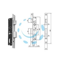 SERRATURA DA INFILARE PER MONTANTI CIL. OVALE CATEN. E SCROCCO N92000 - mm.14,5 (N9200015080)