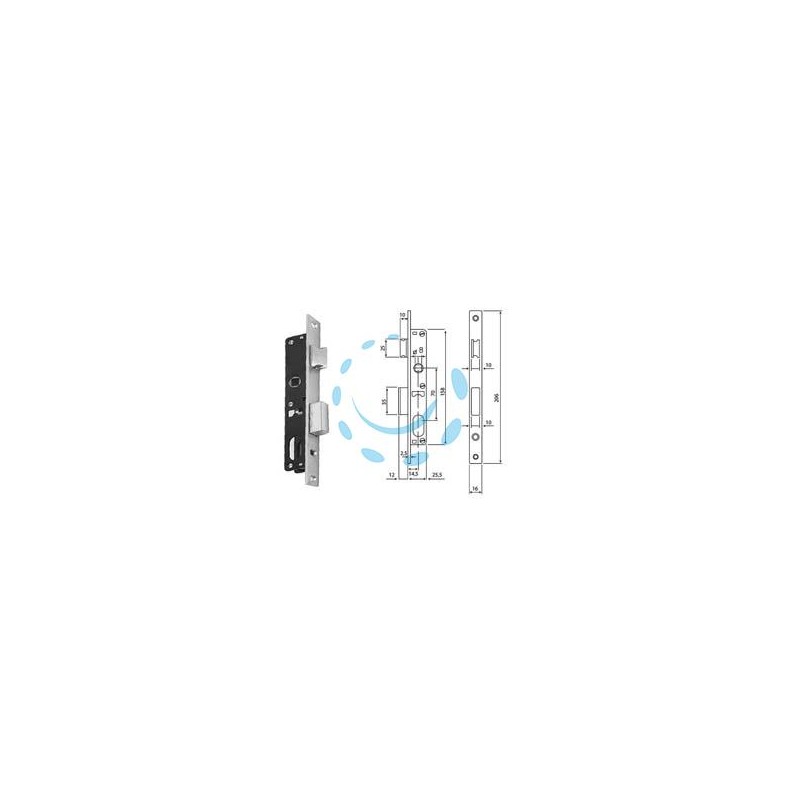 SERRATURA DA INFILARE PER MONTANTI CIL. OVALE CATEN. E SCROCCO N92000 - mm.14,5 (N9200015080)