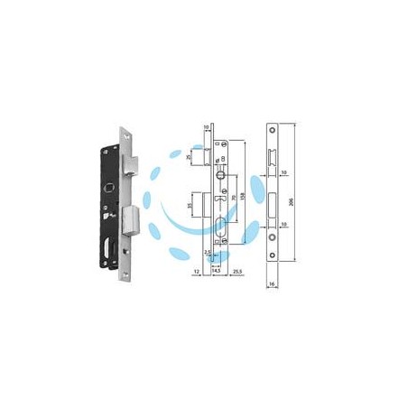 SERRATURA DA INFILARE PER MONTANTI CIL. OVALE CATEN. E SCROCCO N92000 - mm.14,5 (N9200015080)
