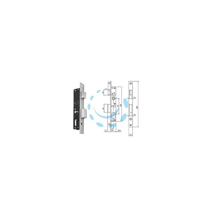 SERRATURA DA INFILARE PER MONTANTI CIL. OVALE CATEN. E SCROCCO N92000 - mm.14,5 (N9200015080)