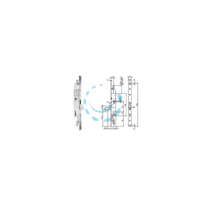 SERRATURA TRIPLICE INFILARE PER MONTANTI E PERSIANE S/SCROCCO N98800 - mm.25 (N9880025000)