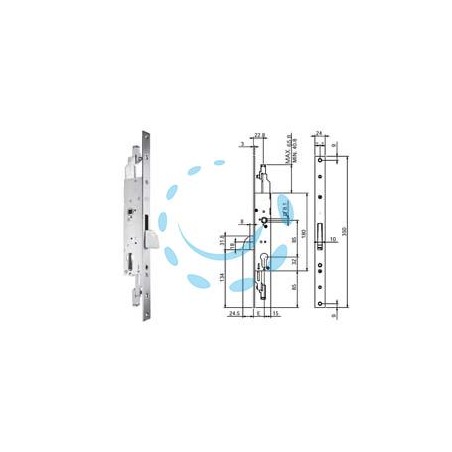 SERRATURA TRIPLICE INFILARE PER MONTANTI E PERSIANE S/SCROCCO N98800 - mm.30 (N9880030000)