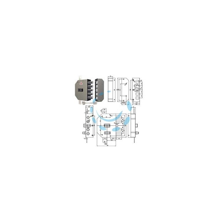 SERRATURA TRIPLICE DA APPLICARE SENZA SCROCCO DOPPIA MAPPA 2200 - mm.60 DX (2200-01)