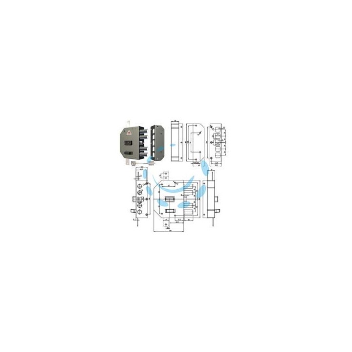 SERRATURA TRIPLICE DA APPLICARE CON SCROCCO DOPPIA MAPPA 2250 - mm.60 DX (2250-01)