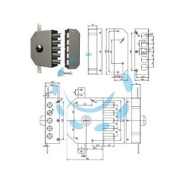 SERRATURA TRIPLICE DA APPLICARE SENZA SCROCCO A POMPA 3200 - mm.60 SX (3200C-52)
