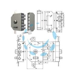 SERRATURA TRIPLICE DA APPLICARE A POMPA CON SCROCCO 3250 - mm.60 SX (3250C-52)