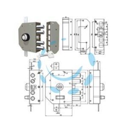 SERRATURA TRIPLICE DA APPLICARE A POMPA CON POMOLO E SCROCCO 3250P - mm.60 SX (3250P-52)
