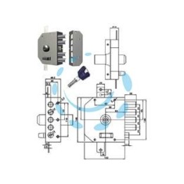 SERRATURA TRIPLICE APPLICARE A POMPA CON SCROCCO 3250K55 - cilindro 60 DX (3250K55)