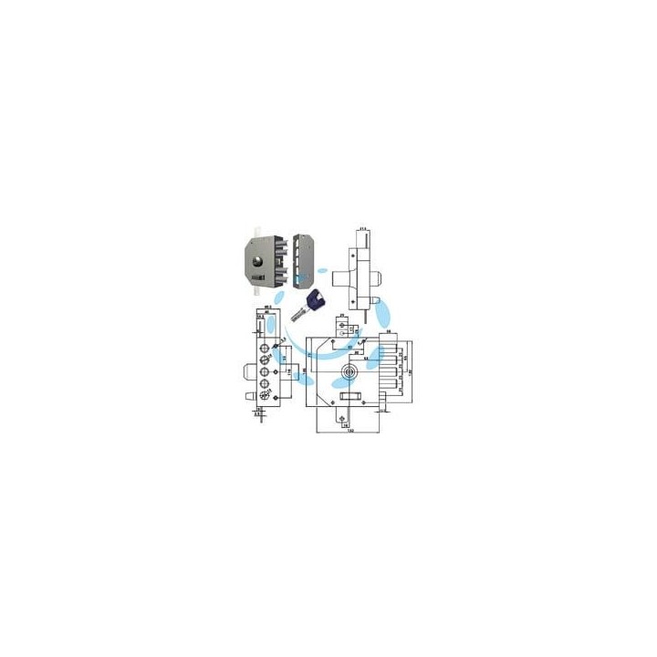 SERRATURA TRIPLICE APPLICARE A POMPA CON SCROCCO 3250K55 - cilindro 60 DX (3250K55)