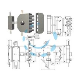 SERRATURA QUINTUPLICE DA APPLICARE A POMPA SENZA SCROCCO 3300 - mm.60 SX (3300C-52)