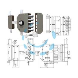 SERRATURA QUINTUPLICE APPLICARE A POMPA CON POMOLO S/SCROCCO 3300P - mm.60 DX (3300P-02)