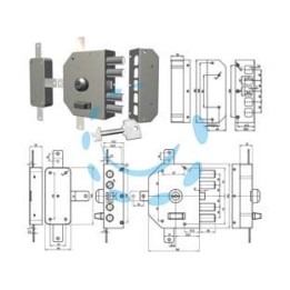 SERRATURA QUINTUPLICE DA APPLICARE A POMPA CON SCROCCO 3350 - mm.60 SX (3350C-52n)