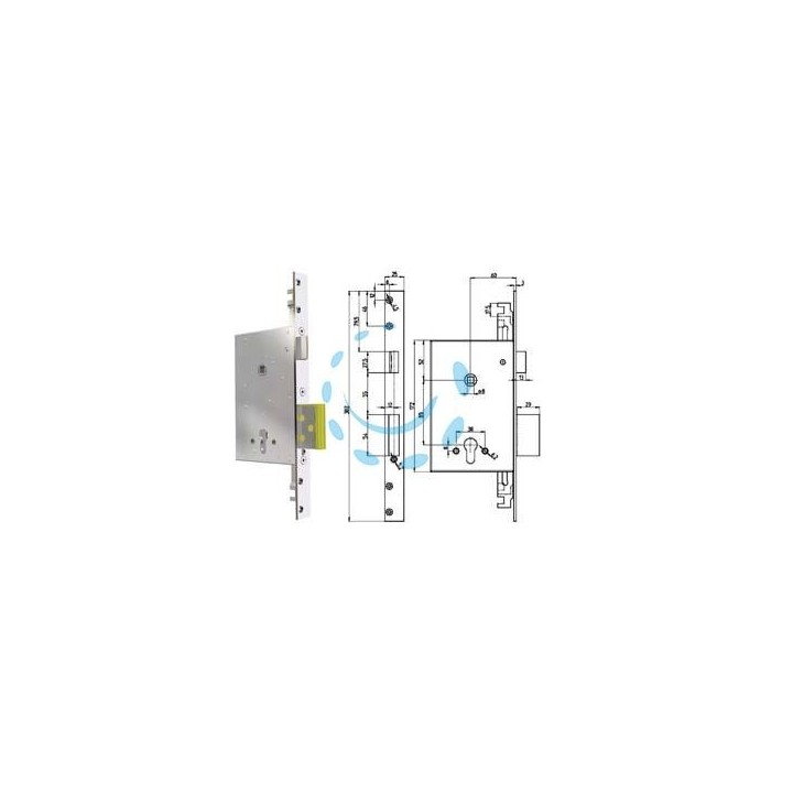 SERRATURA TRIPLICE INFILARE CIL.EUROPEO CON SCROCCO REVERSIBILE 8000PE - mm.60 (8000-PE01)