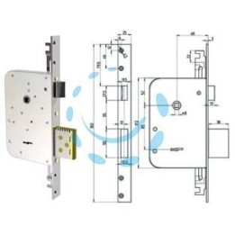 SERRATURA TRIPLICE INFILARE DOPPIA MAPPA CON SCROCCO REVERSIBILE 8000 - mm.60 (8000-01)