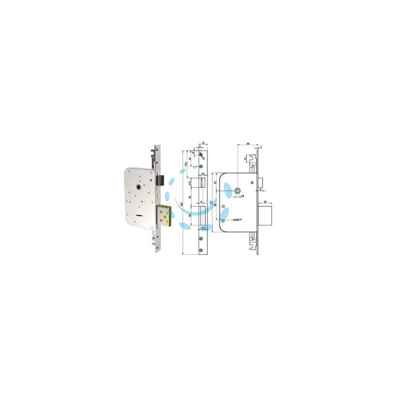 SERRATURA TRIPLICE INFILARE DOPPIA MAPPA CON SCROCCO REVERSIBILE 8000