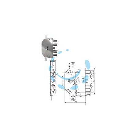 SERRATURA TRIPLICE APPLICARE SCROCCO CIL. EUROPEO BLINDATE 2155PEN - mm.60 SX (2155PEN-11)