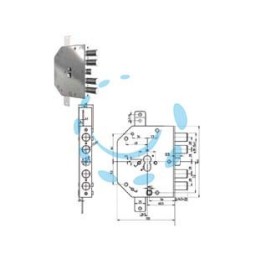 SERRATURA TRIPLICE APPLICARE SCROCCO CIL. EUROP. BLINDATE 2155PEN N/FL - mm.60 SX (2155PEN-11N/FL)