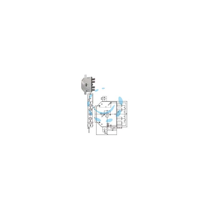 SERRATURA TRIPLICE APPLICARE SCROCCO CILINDRO EU BLINDATE 2155PEN-NCL - mm.60 SX (2155PEN-11NCL)