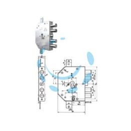SERRATURA TRIPL.APPLICARE SCR.CIL.EUROP. INGRANAGGI BLIND.2155 PE GEAR - mm.60 DX (2155G-01)