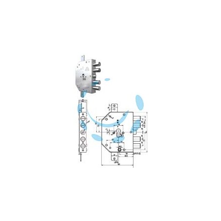 SERRATURA TRIPL.APPLICARE SCR.CIL.EUROP. INGRANAGGI BLIND.2155 PE GEAR - mm.60 DX (2155G-01)