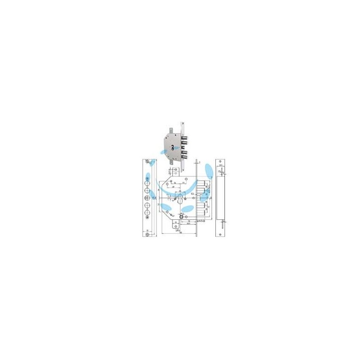 SERRATURA TRIPLICE INFILARE SCROCCO CIL. EUROPEO BLINDATE 2151PEN - mm.60 SX (2151PEN-11)