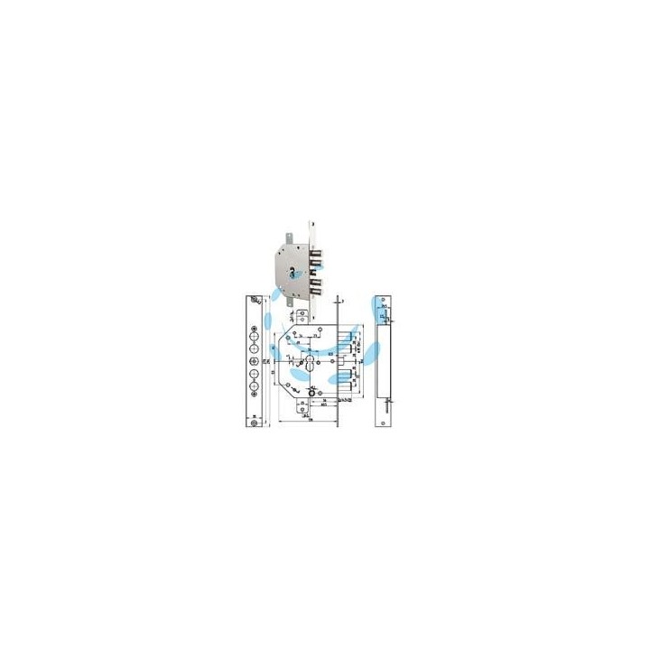 SERRATURA TRIPLICE INFILARE SCR. CIL. EUROP. BLINDATE 2151PEN NCL/FL - mm.60 DX (2151PEN-01NCL/FL)