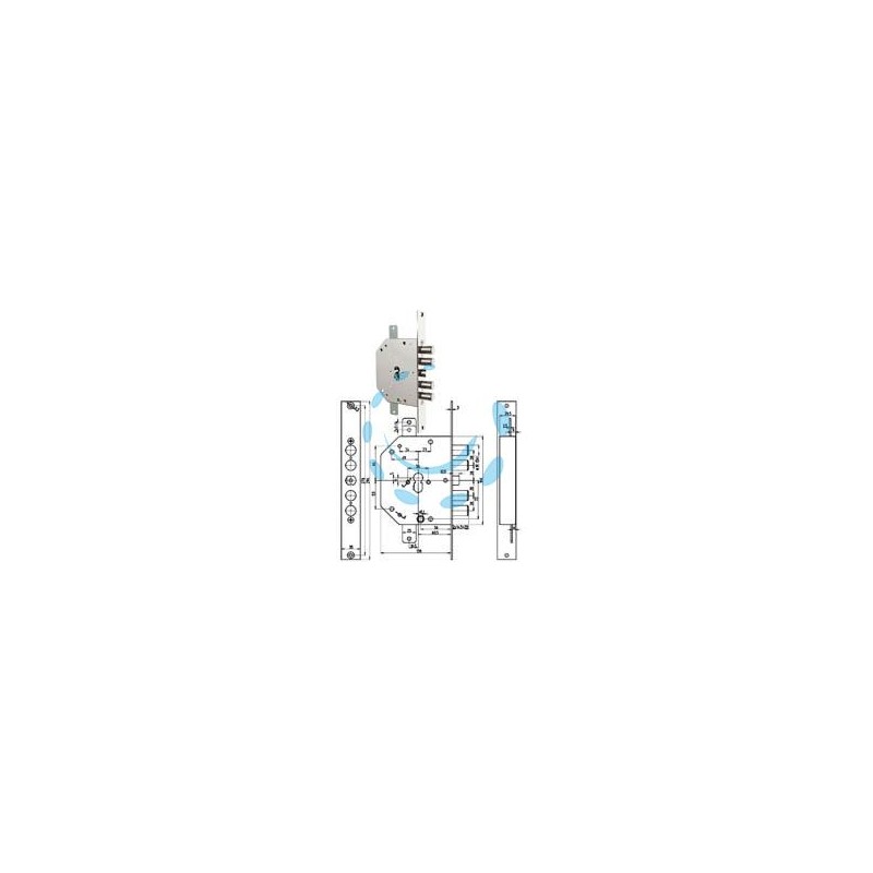 SERRATURA TRIPLICE INFILARE SCR. CIL. EUROP. BLINDATE 2151PEN NCL/FL - mm.60 SX (2151PEN-11NCL/FL)