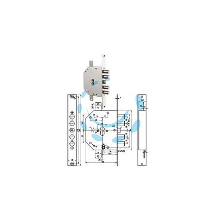 SERRATURA TRIPLICE INFILARE SCR. CIL. EUROP. BLINDATE 2151PEN NCL/FL - mm.60 SX (2151PEN-11NCL/FL)