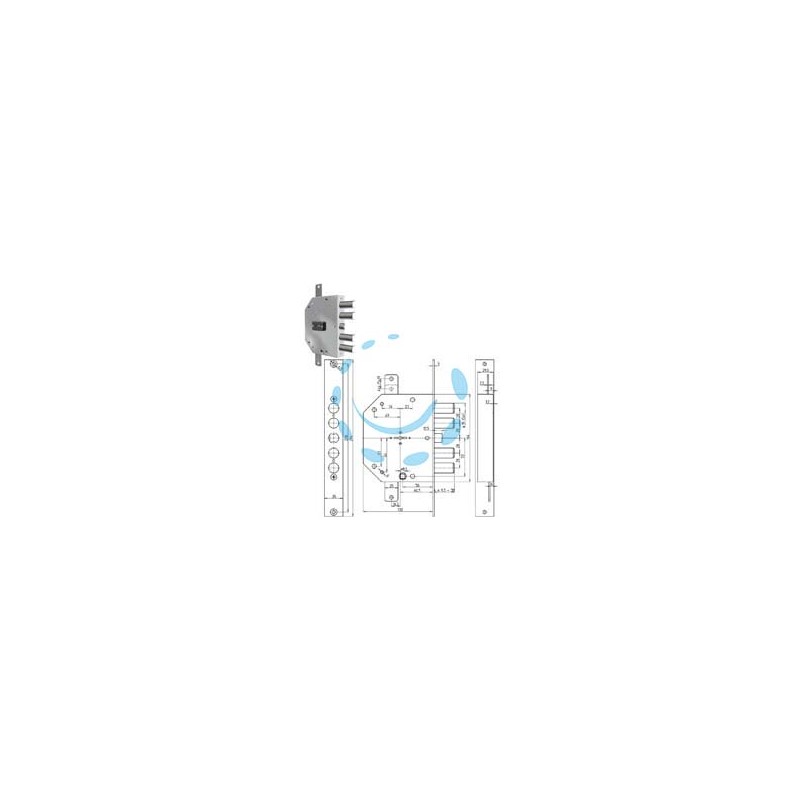 SERRATURA TRIPLICE APPLICARE CON SCROCCO DOPPIA MAPPA BLINDATE 2155 - mm.60 DX (2155-03)