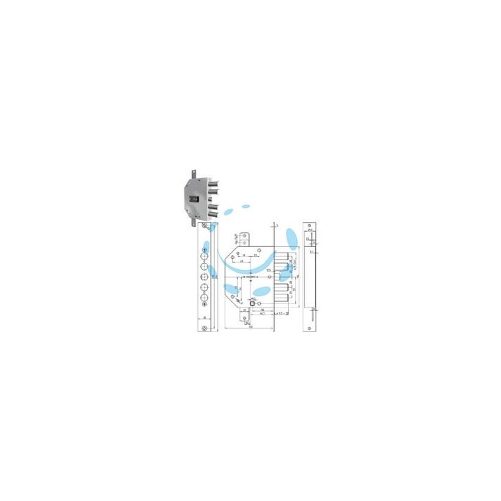 SERRATURA TRIPLICE APPLICARE CON SCROCCO DOPPIA MAPPA BLINDATE 2155 - mm.60 DX (2155-03)
