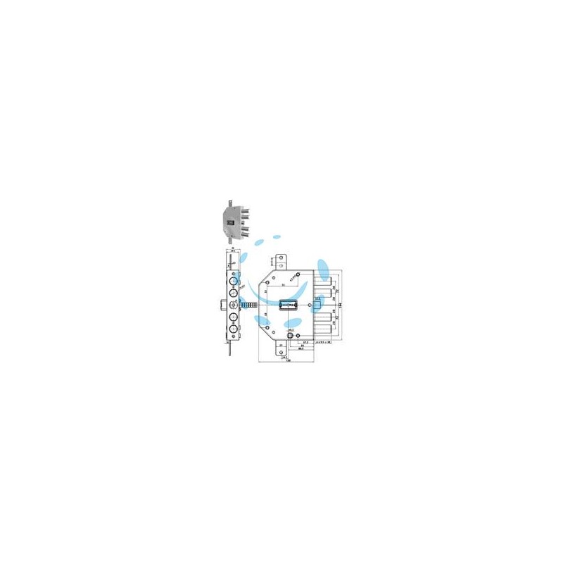 SERRATURA TRIPLICE APPLICARE CON SCROCCO DOPPIA MAPPA BLINDATE 2155MRX - mm.60 SX (2155MRX)