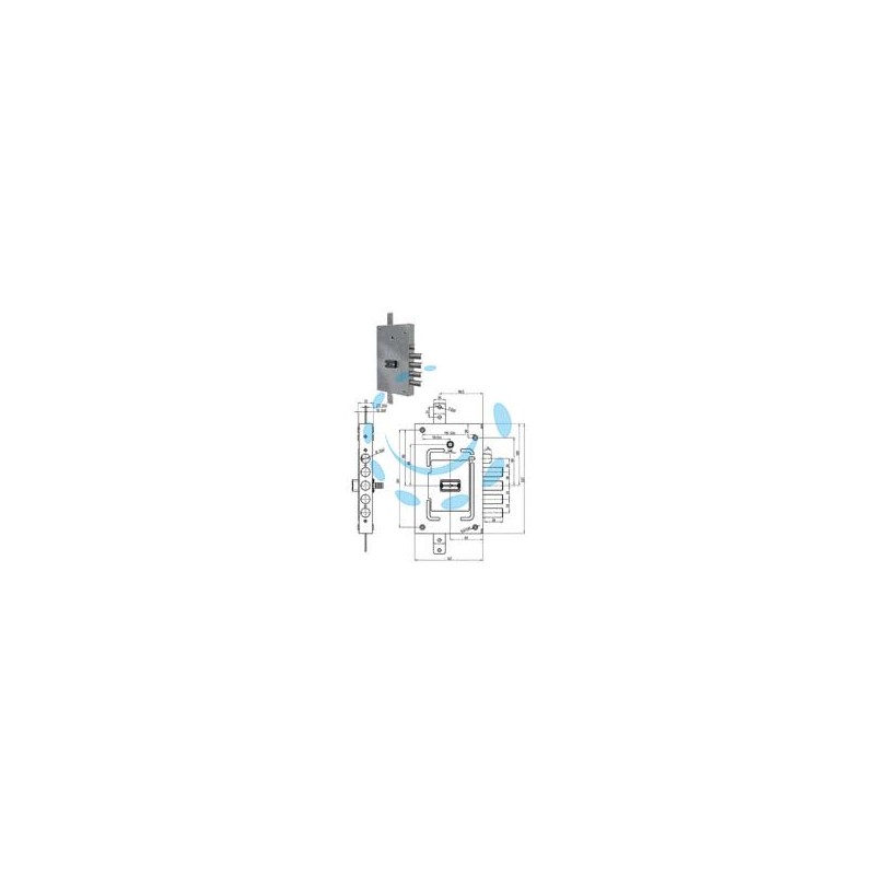 SERRATURA TRIPL. APPLICARE SCROCCO DOPPIA MAPPA BLIND. REVERS. 2655 - mm.68 (2655-03)