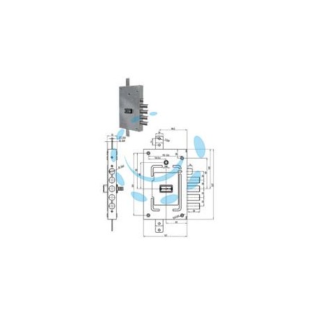 SERRATURA TRIPL. APPLICARE SCROCCO DOPPIA MAPPA BLIND. REVERS. 2655 - mm.68 (2655-03)