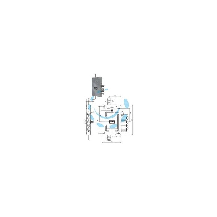 SERRATURA TRIPL. APPLICARE SCROCCO DOPPIA MAPPA BLIND. REVERS. 2655 - mm.68 (2655-03)