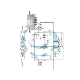 SERRATURA TRIPLICE APPLICARE SCROCCO DOPPIA MAPPA BLIND. REVERS. 7056 - mm.73 (7056-01)