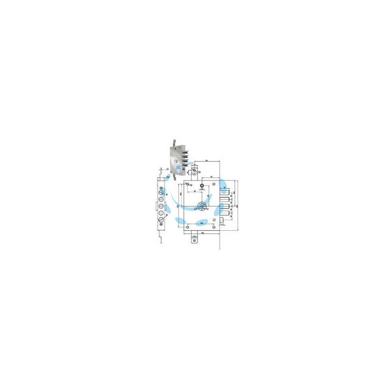 SERRATURA TRIPLICE APPLICARE SCROCCO DOPPIA MAPPA BLIND. REVERS. 7056 - mm.73 (7056-01)