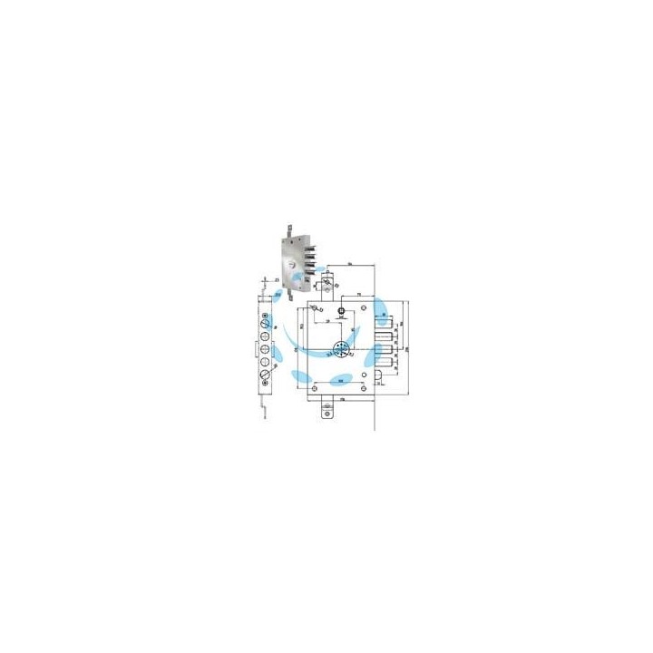 SERRATURA TRIPLICE APPLICARE SCROCCO DOPPIA MAPPA BLIND. REVERS. 7056 - mm.73 (7056-01)