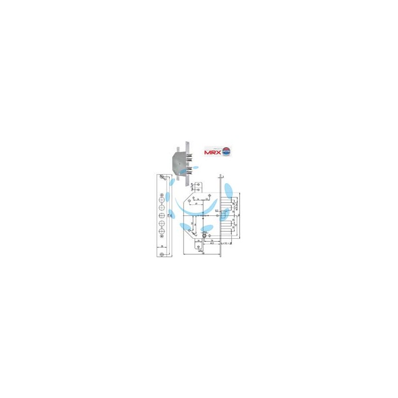 SERRATURA TRIPLICE INFILARE SCROCCO DOPPIA MAPPA BLINDATE REV. 2151MRX - mm.60 (2151MRX-01N)